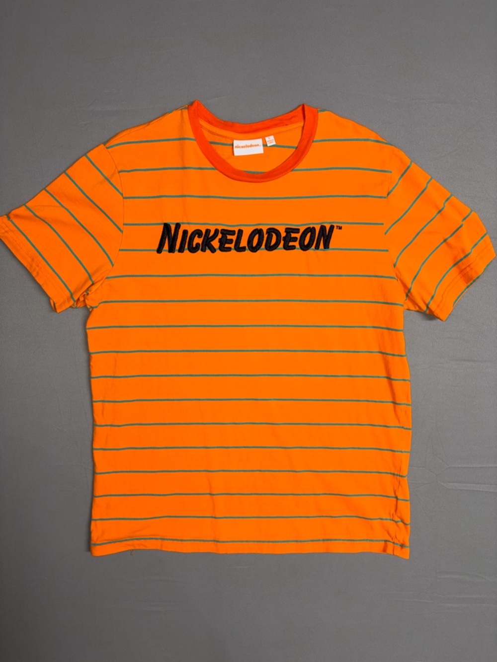 Nickelodeon Orange Tee with Teal Stripes